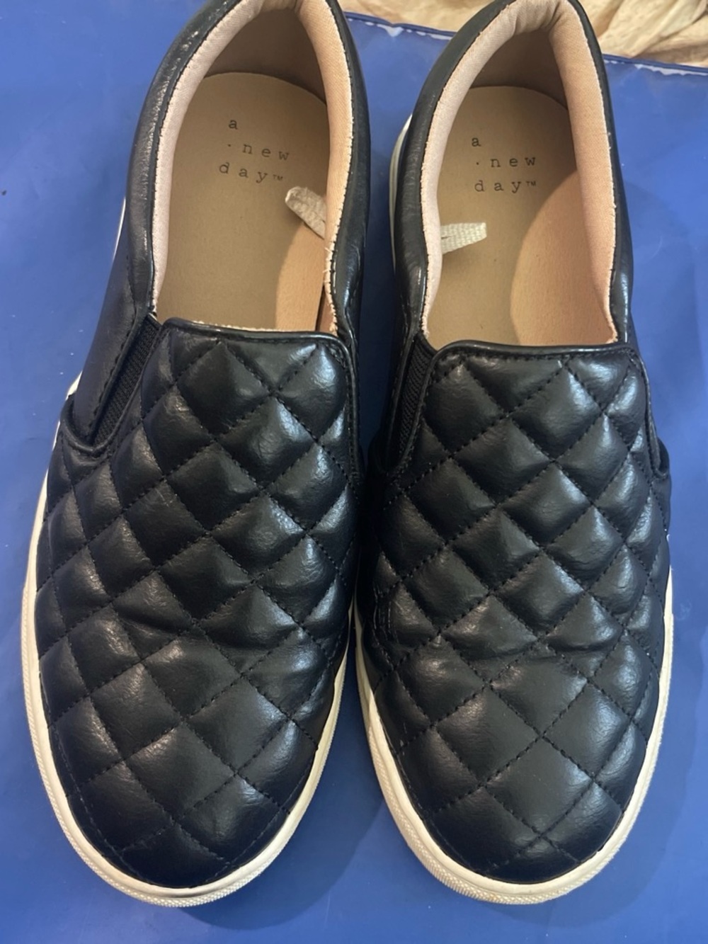 a new day Black Quilted Slip-On Sneakers for Men